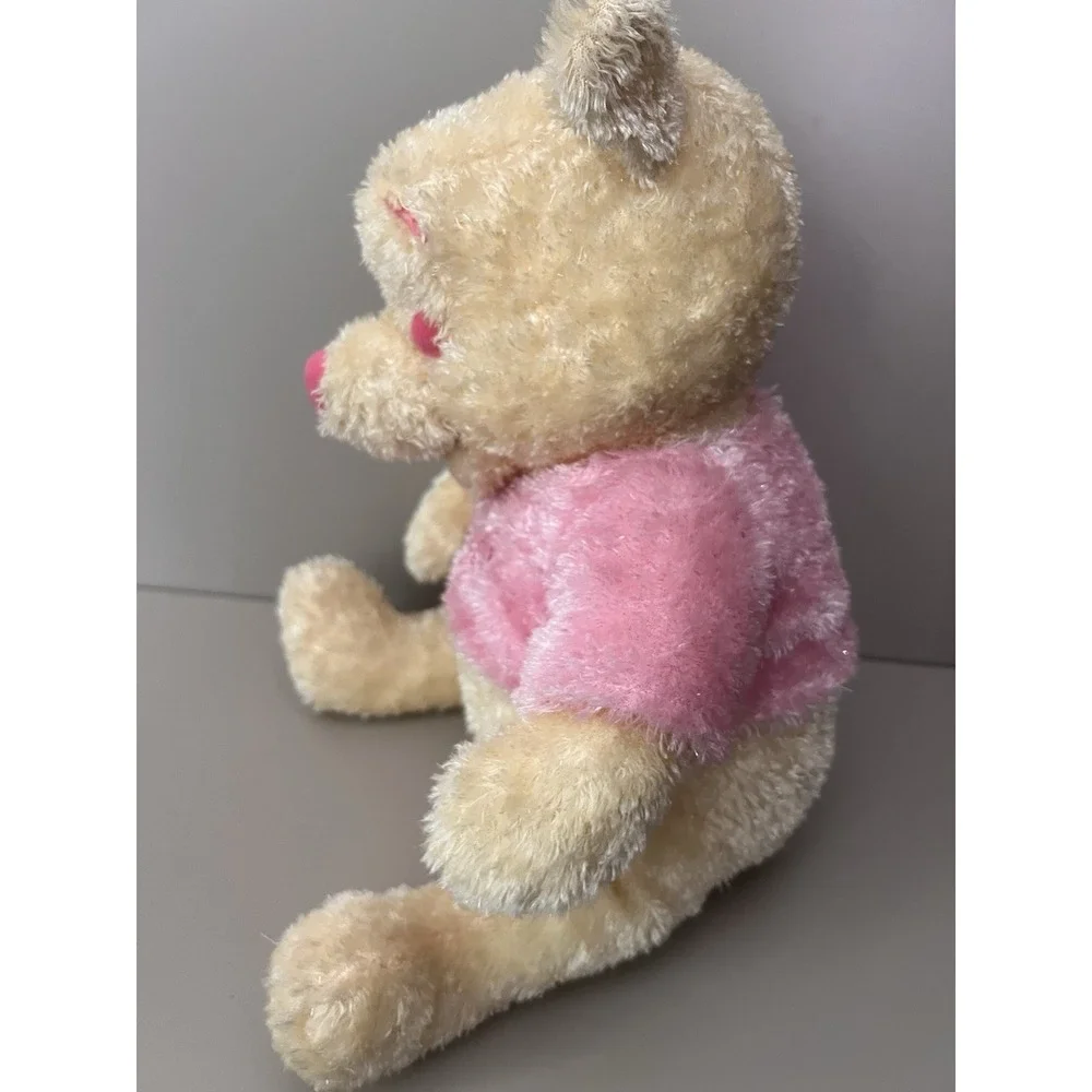 Winnie‎ The Pooh Bear Plush Disney Store Pink Sparkly Glitter Yellow Shirt 16